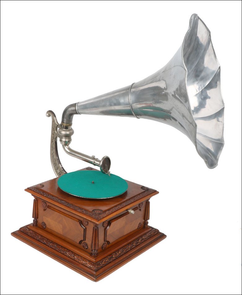 Antique Pathéphone No.12 Gramophone – Phonograph. Aluminum Horn. France C. 1915-photo-4