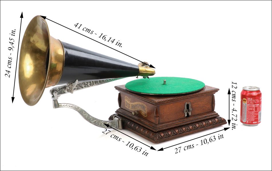 Antique Columbia Gramophone Model Aj. Side Crank. Usa, Circa 1903-photo-2