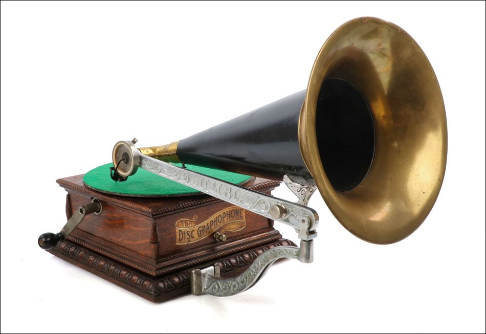 Antique Columbia Gramophone Model Aj. Side Crank. Usa, Circa 1903-photo-4