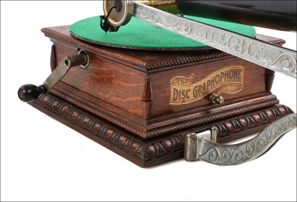 Antique Columbia Gramophone Model Aj. Side Crank. Usa, Circa 1903-photo-3