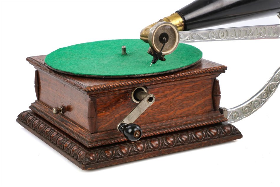 Antique Columbia Gramophone Model Aj. Side Crank. Usa, Circa 1903-photo-4