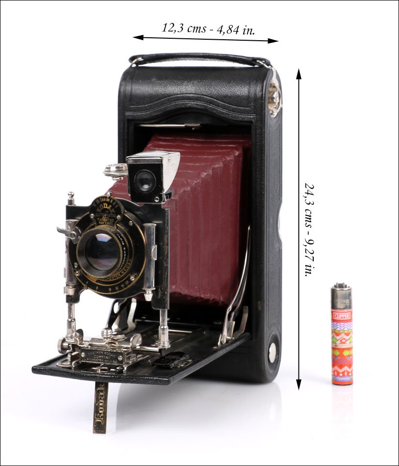 Ancien Appareil Photo Kodak Autographic Special No.3A.  Soufflet rouge.  États-Unis, 1914-photo-2