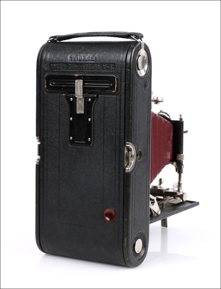 Ancien Appareil Photo Kodak Autographic Special No.3A.  Soufflet rouge.  États-Unis, 1914-photo-4