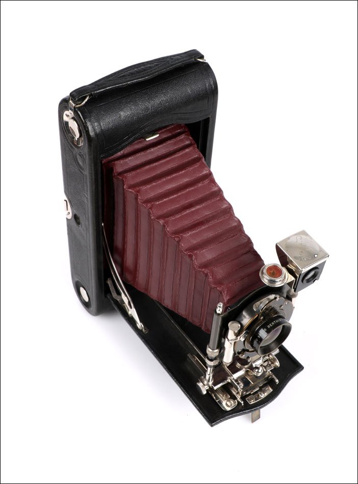 Ancien Appareil Photo Kodak Autographic Special No.3A.  Soufflet rouge.  États-Unis, 1914-photo-5