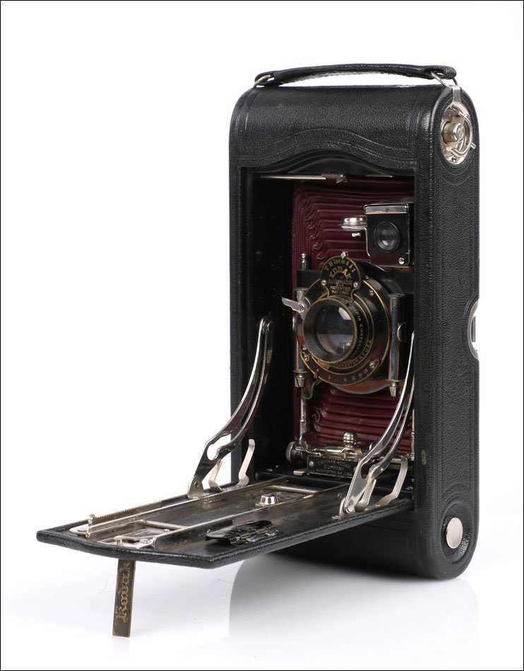 Ancien Appareil Photo Kodak Autographic Special No.3A.  Soufflet rouge.  États-Unis, 1914-photo-6