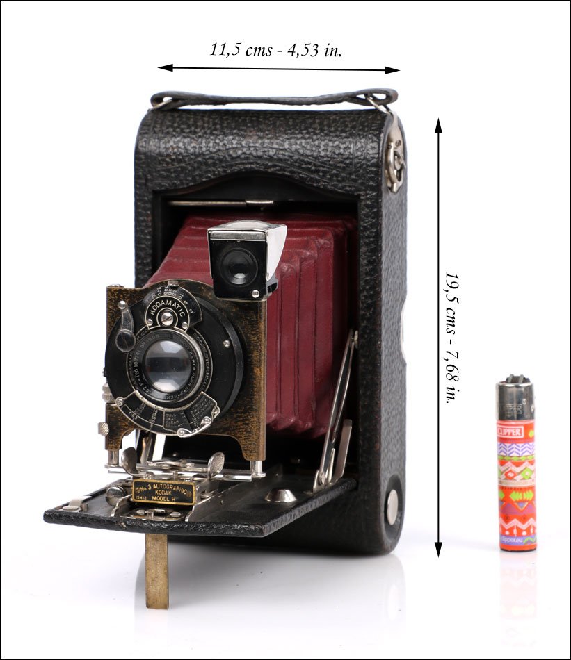 : Ancien Appareil Photo Kodak Autographic No.3 M H, Soufflet Rouge. États-Unis, 1916-photo-2