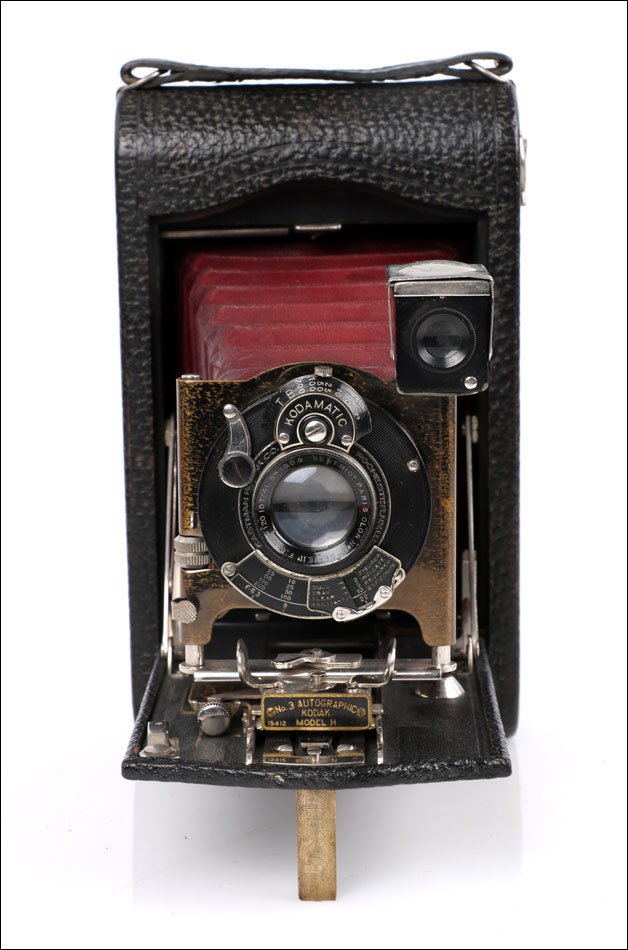 : Ancien Appareil Photo Kodak Autographic No.3 M H, Soufflet Rouge. États-Unis, 1916-photo-3
