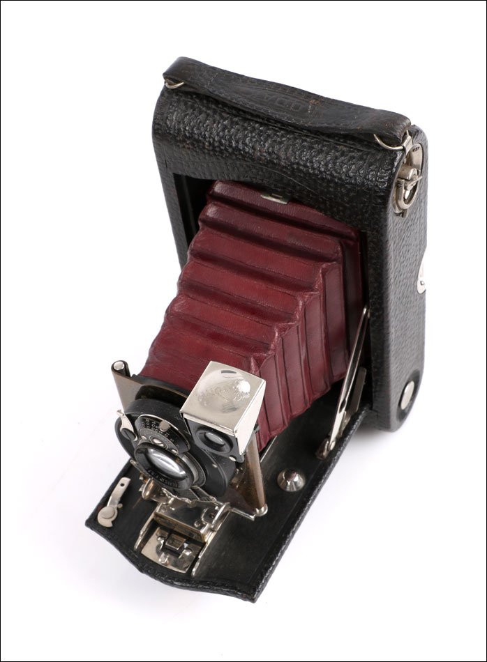 : Ancien Appareil Photo Kodak Autographic No.3 M H, Soufflet Rouge. États-Unis, 1916-photo-5