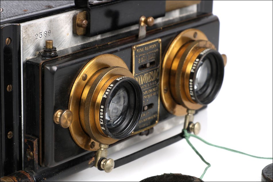 Ancien Appareil Photo Stéréoscopique Monobloc avec 2 Châssis Magasin. France c.1912-photo-6