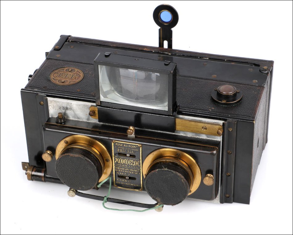 Ancien Appareil Photo Stéréoscopique Monobloc avec 2 Châssis Magasin. France c.1912-photo-8