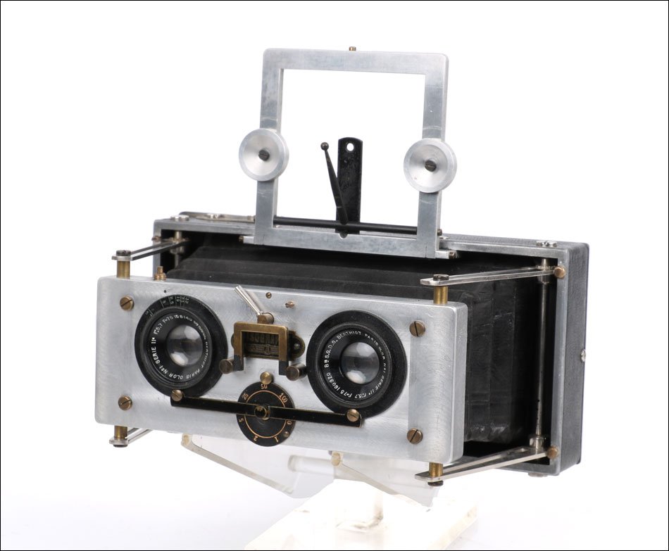 Très rare prototype ancien de Appareil Photo Baudry Isographe Stéréo. France, 1938-39-photo-1
