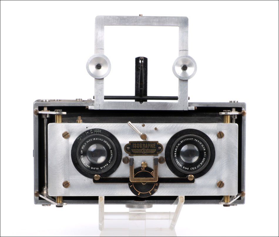 Très rare prototype ancien de Appareil Photo Baudry Isographe Stéréo. France, 1938-39-photo-3