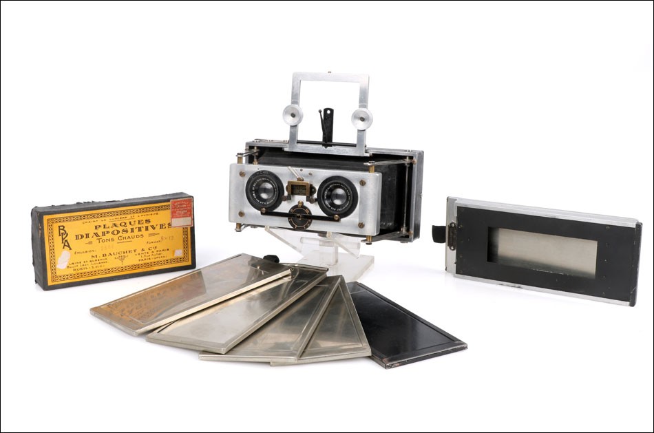 Très rare prototype ancien de Appareil Photo Baudry Isographe Stéréo. France, 1938-39