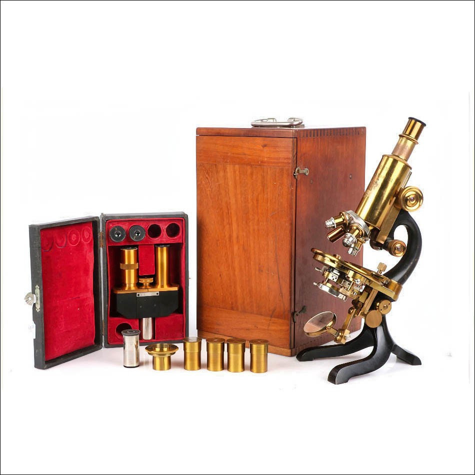 Antique Professional M. Stiassnie Microscope With Binocular Accessory. France, Circa 1920