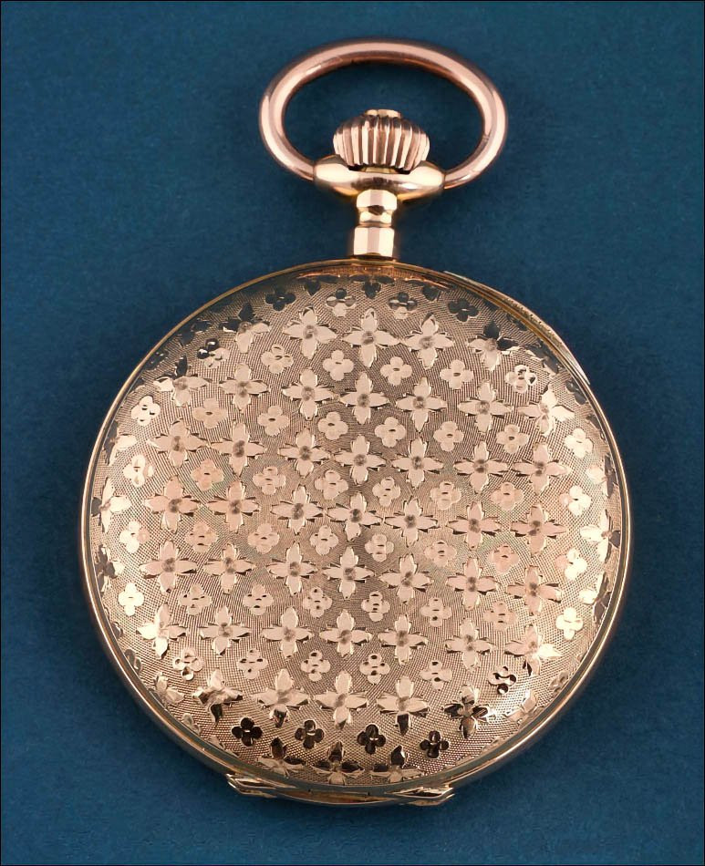 Antique Swiss Record Watch Co. Pocket Watch In Solid 18k Gold, Circa 1890-photo-3