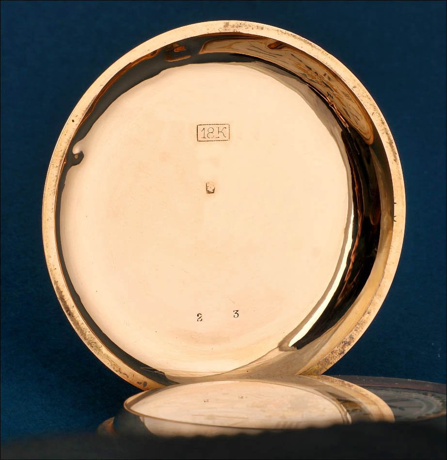 Antique Swiss Record Watch Co. Pocket Watch In Solid 18k Gold, Circa 1890-photo-1