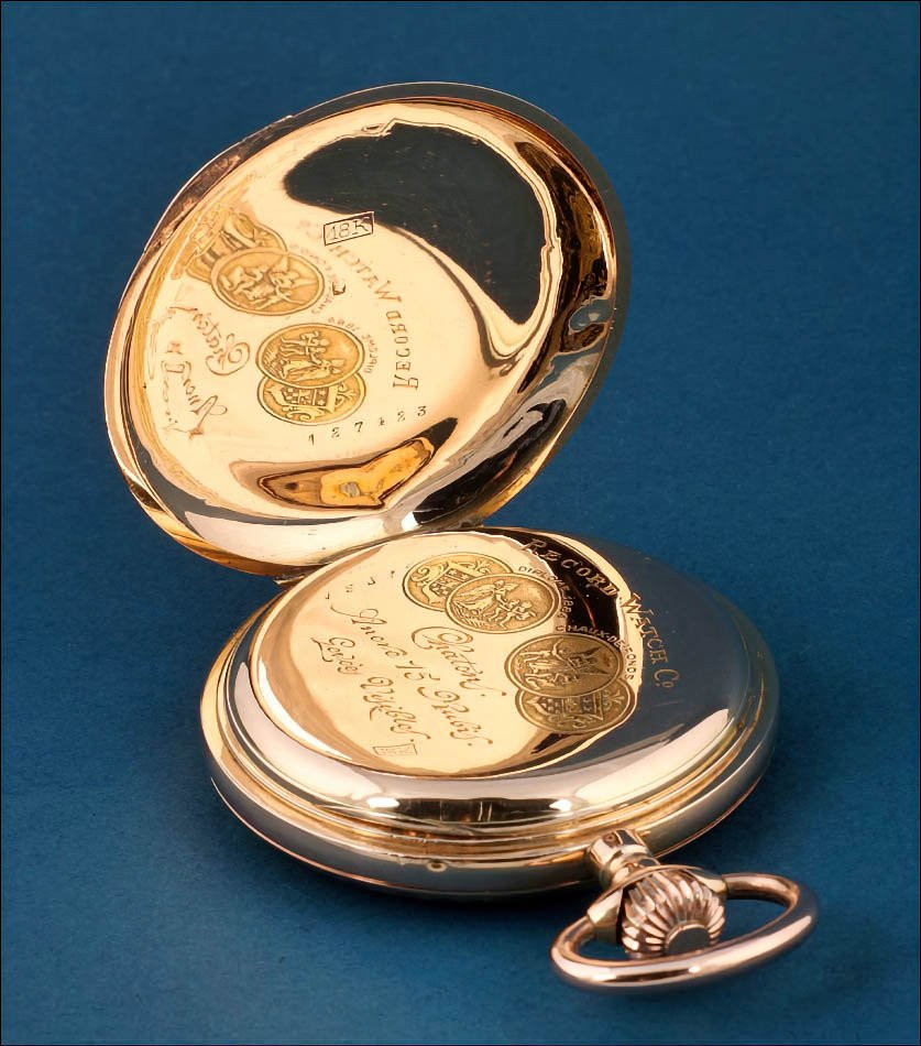 Antique Swiss Record Watch Co. Pocket Watch In Solid 18k Gold, Circa 1890-photo-2