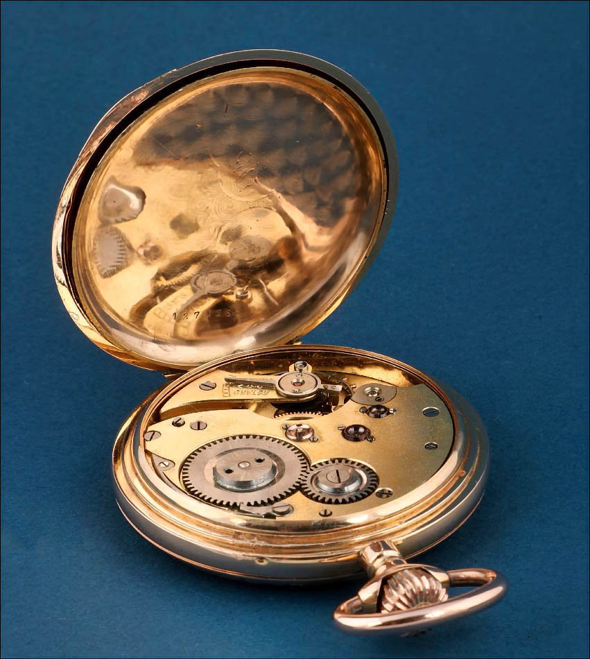 Antique Swiss Record Watch Co. Pocket Watch In Solid 18k Gold, Circa 1890-photo-5