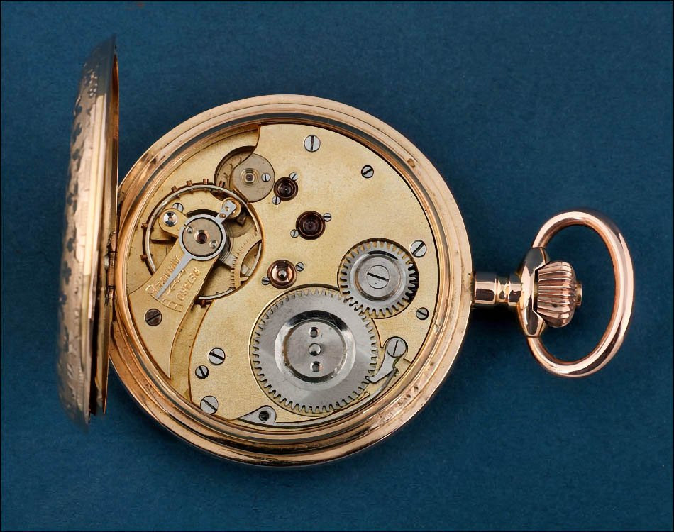 Antique Swiss Record Watch Co. Pocket Watch In Solid 18k Gold, Circa 1890-photo-7
