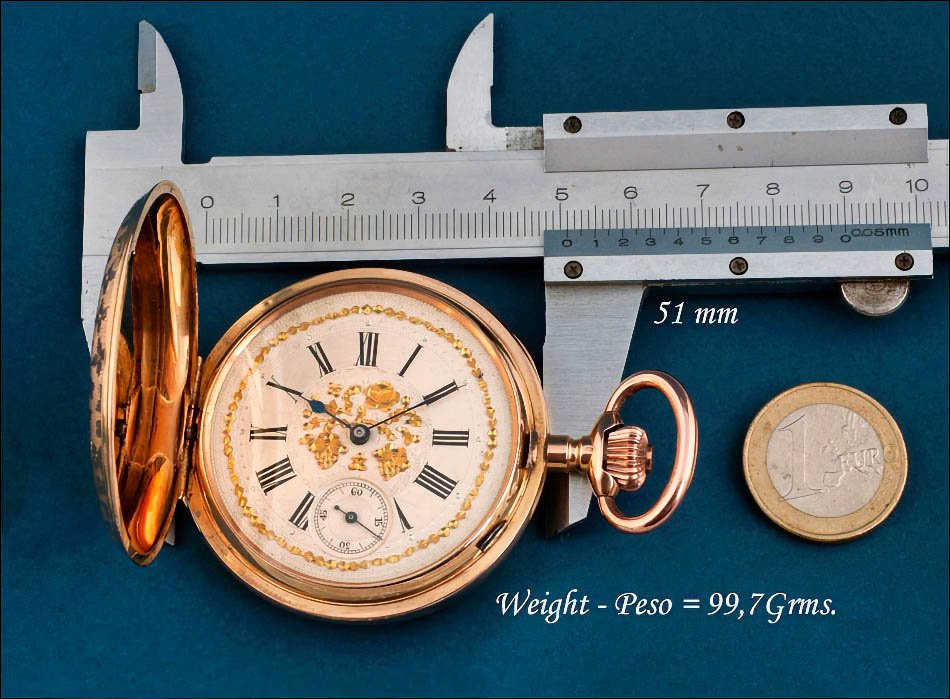 Antique Swiss Record Watch Co. Pocket Watch In Solid 18k Gold, Circa 1890-photo-8