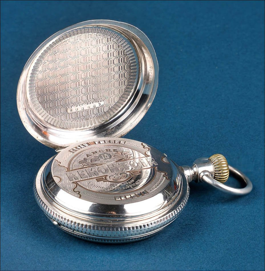 Ancienne Montre à Gousset ou de Poche Elias Frères en Métal Argenté. Suisse, c.1880-photo-2