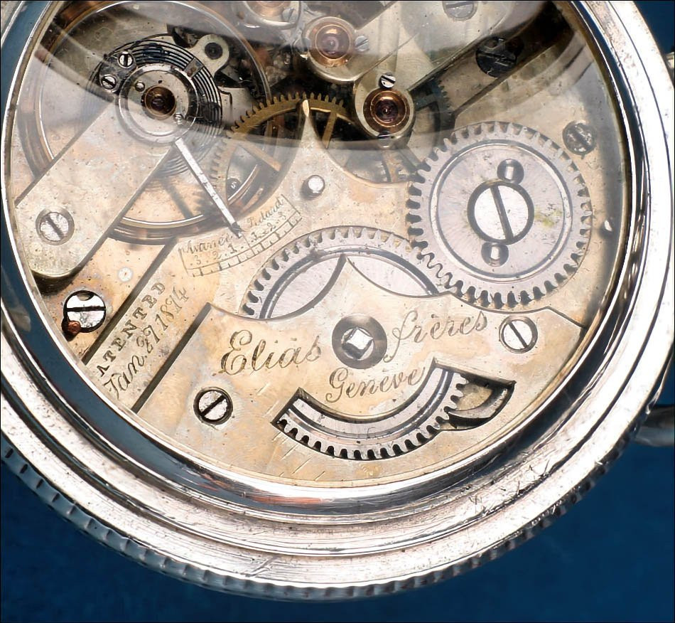 Ancienne Montre à Gousset ou de Poche Elias Frères en Métal Argenté. Suisse, c.1880-photo-7