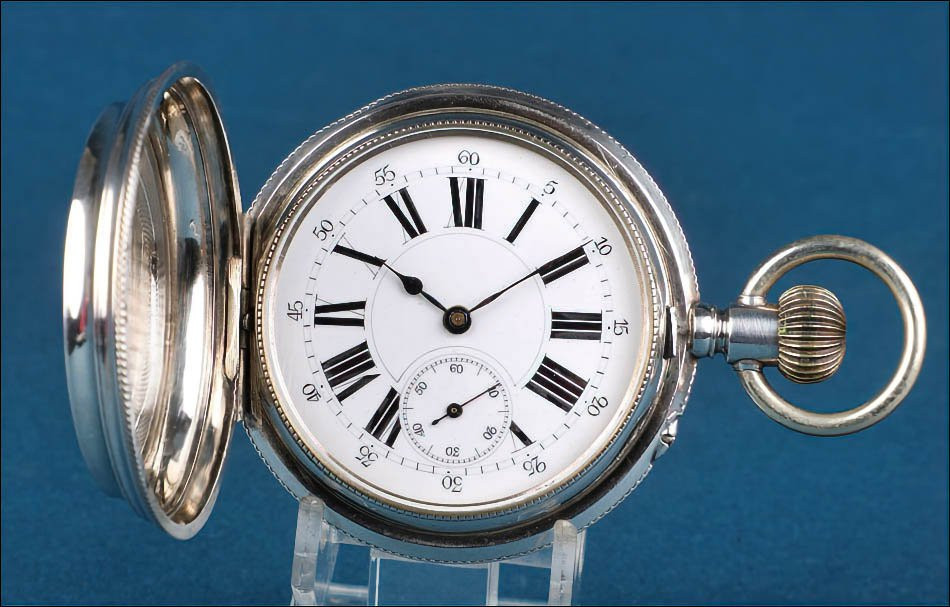 Ancienne Montre à Gousset ou de Poche avec Boîtier Argenté Gravé. Suisse, 1880–1890-photo-3