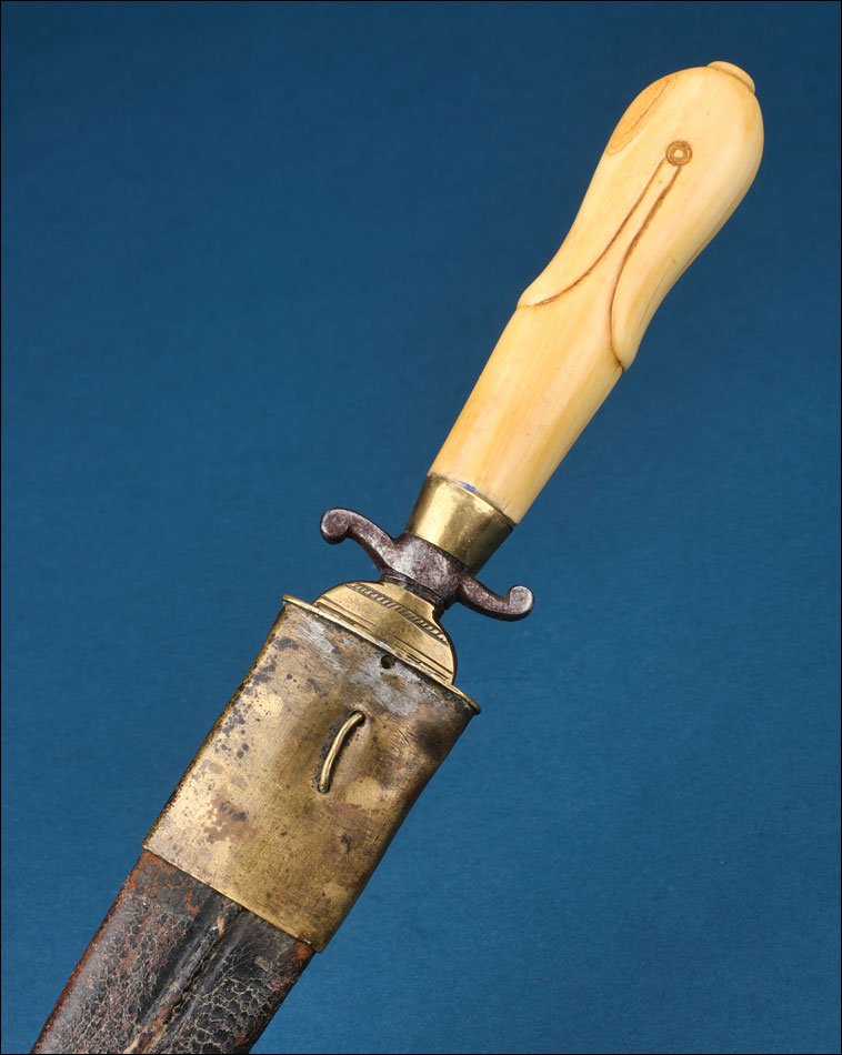 Spain. Antique Defensive Knife Or Dagger. Ivory Hilt. 19th Century-photo-2