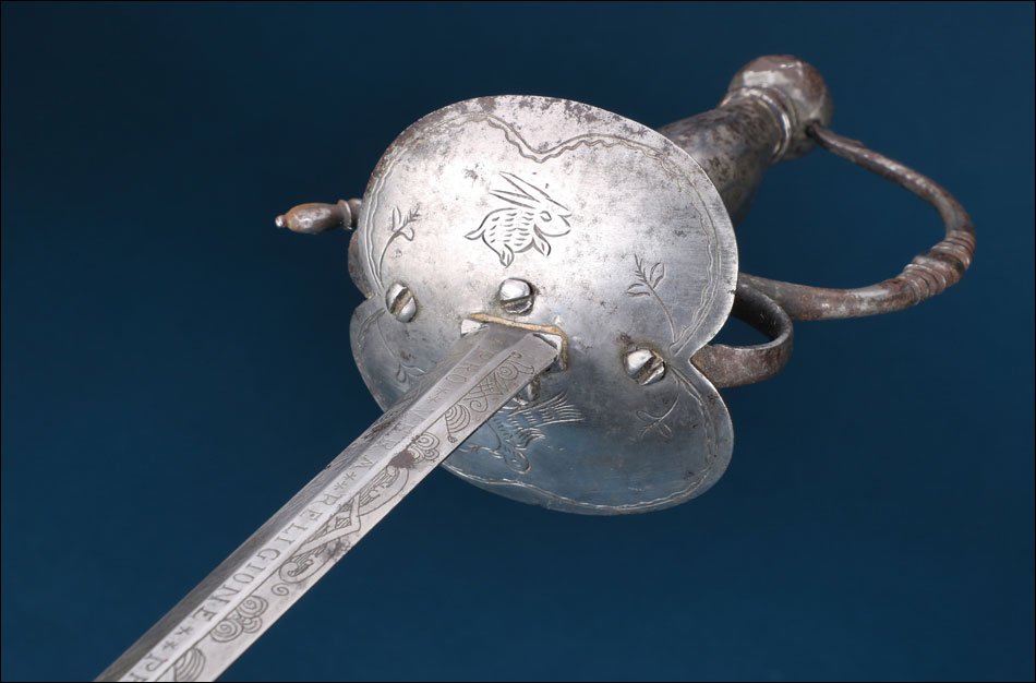 Spain. Antique Shell Guard Sword With German Blade And Inscription. 17th–18th C.-photo-4