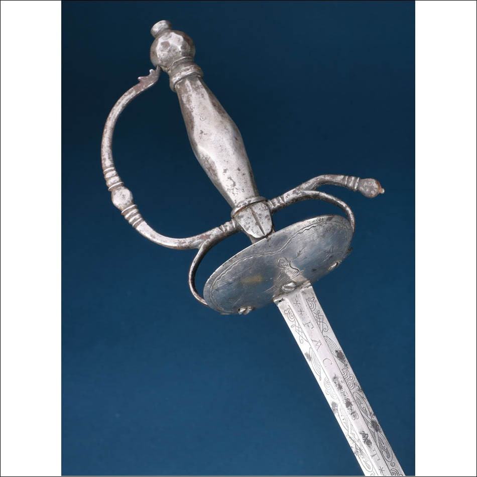 Spain. Antique Shell Guard Sword With German Blade And Inscription. 17th–18th C.