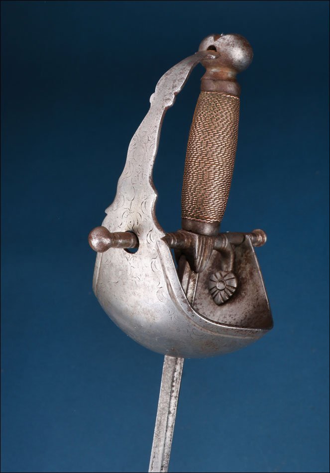 Espagne. Ancienne épée à demi coquille. Iohanis Hollich. XVIIe siècle-photo-3
