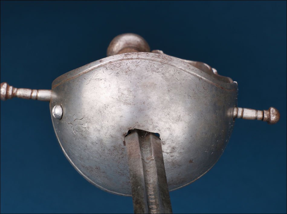 Espagne. Ancienne épée à demi coquille. Iohanis Hollich. XVIIe siècle-photo-2