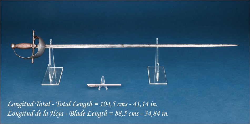 Espagne. Ancienne épée à demi coquille. Iohanis Hollich. XVIIe siècle-photo-3