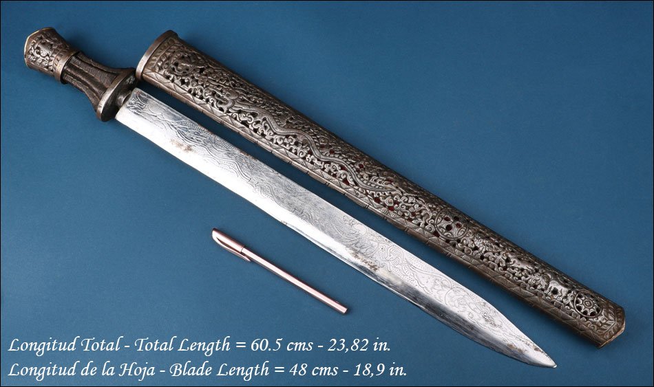 Tibet. Antique Tibetan Short Sword With Dragon-decorated Scabbard. 19th Century-photo-5