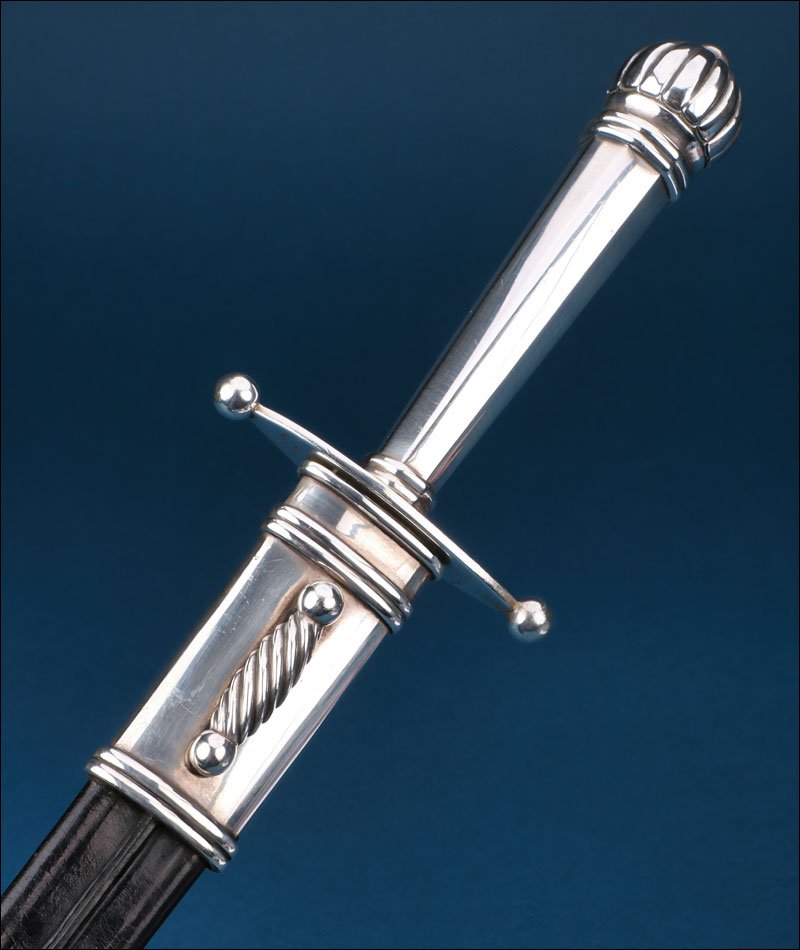 Italie–Allemagne. Ancienne épée de chasse de luxe avec poignée en argent. Vers 1900-photo-2