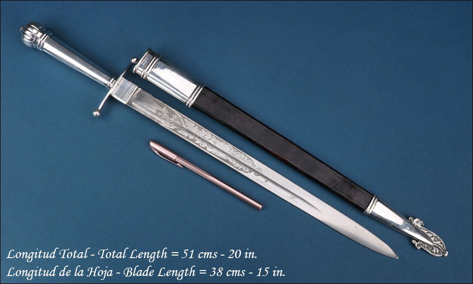 Italie–Allemagne. Ancienne épée de chasse de luxe avec poignée en argent. Vers 1900-photo-1