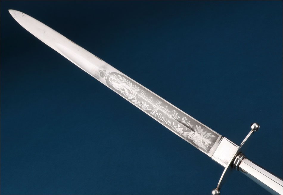 Italie–Allemagne. Ancienne épée de chasse de luxe avec poignée en argent. Vers 1900-photo-4