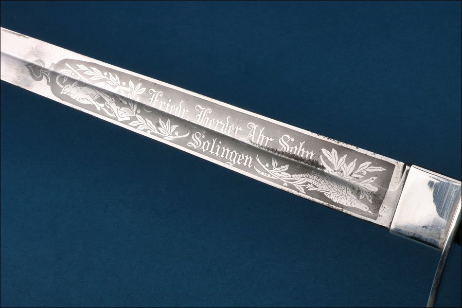 Italie–Allemagne. Ancienne épée de chasse de luxe avec poignée en argent. Vers 1900-photo-5