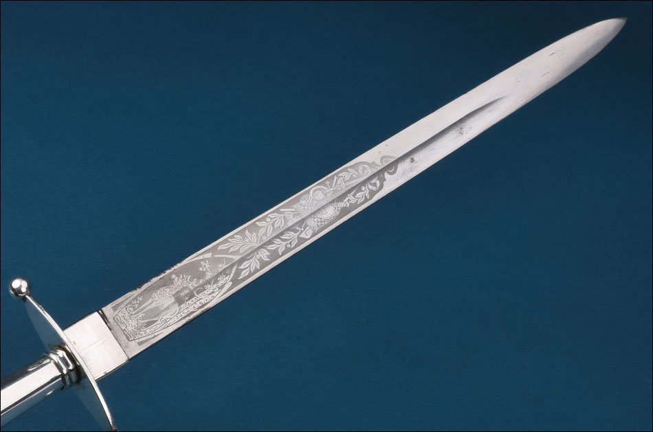 Italie–Allemagne. Ancienne épée de chasse de luxe avec poignée en argent. Vers 1900-photo-6