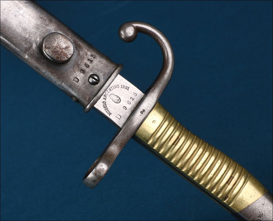 Argentina-germany. Antique Argentine Model 1891 Bayonet. Matching Serial Numbers.-photo-3