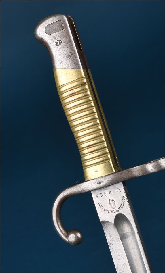 Argentina-germany. Antique Argentine Model 1891 Bayonet. Matching Serial Numbers.-photo-2