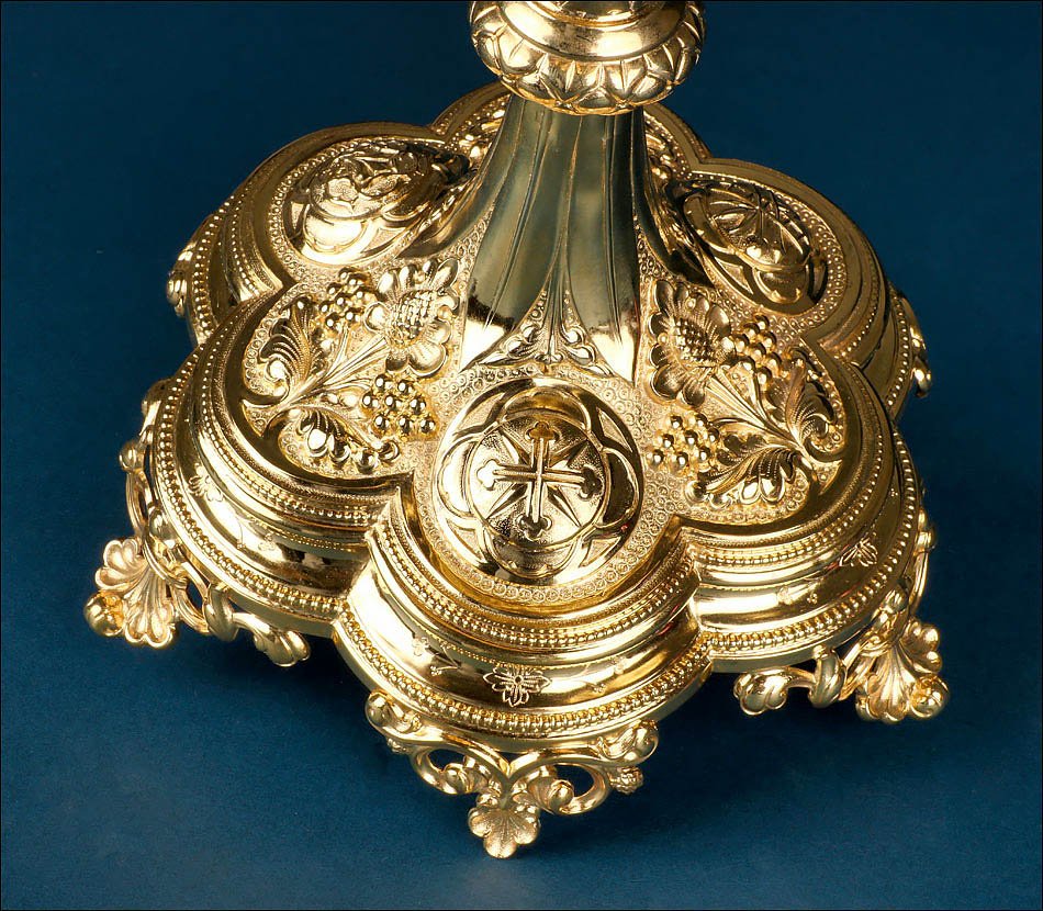 Ostensoir Ancien en Argent Doré, Or 18K, Diamants et Saphirs. France, XIXe s.-photo-3