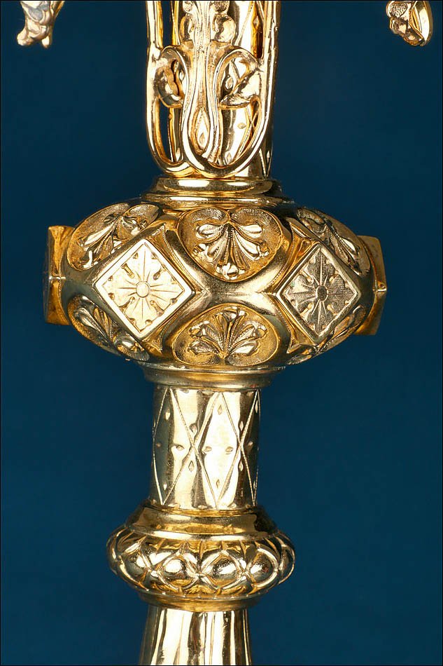 Ostensoir Ancien en Argent Doré, Or 18K, Diamants et Saphirs. France, XIXe s.-photo-4