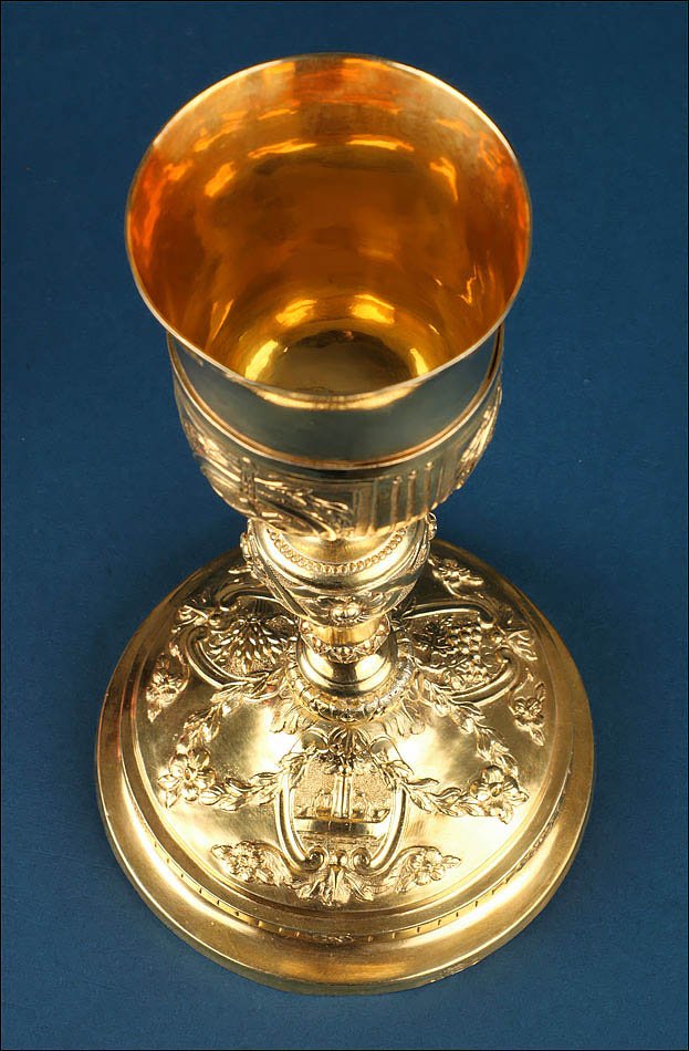 Ancien Calice Néoclassique en Argent Doré de Style Empire Français. Espagne, Circa 1820-photo-3