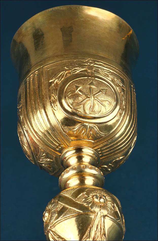 Ancien Calice Néoclassique en Argent Doré de Style Empire Français. Espagne, Circa 1820-photo-2
