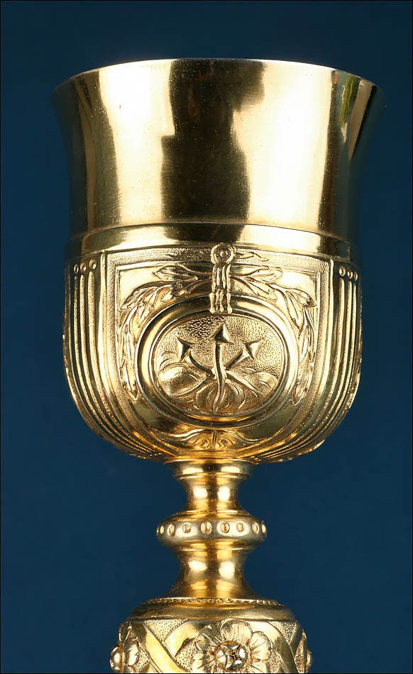 Ancien Calice Néoclassique en Argent Doré de Style Empire Français. Espagne, Circa 1820-photo-3