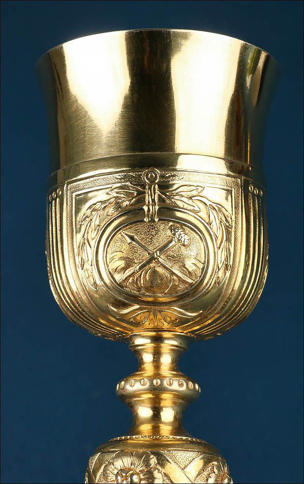 Ancien Calice Néoclassique en Argent Doré de Style Empire Français. Espagne, Circa 1820-photo-4