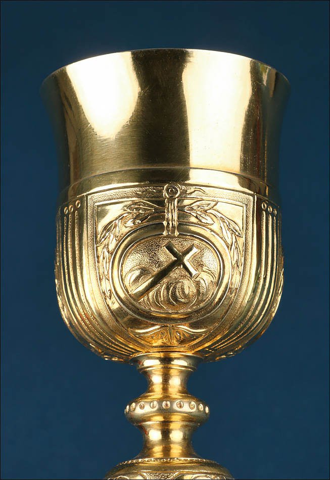 Ancien Calice Néoclassique en Argent Doré de Style Empire Français. Espagne, Circa 1820-photo-5