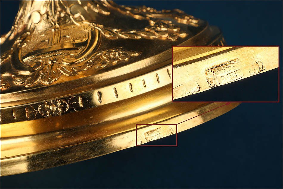 Ancien Calice Néoclassique en Argent Doré de Style Empire Français. Espagne, Circa 1820-photo-8