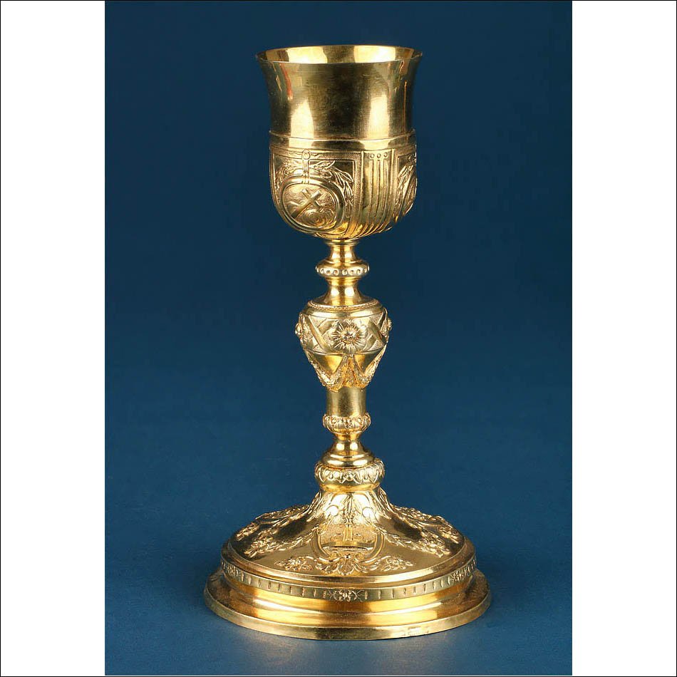 Ancien Calice Néoclassique en Argent Doré de Style Empire Français. Espagne, Circa 1820
